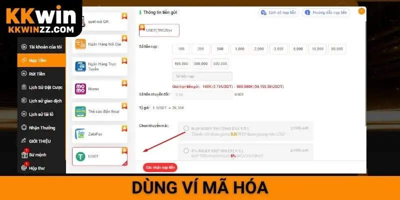 Dùng ví mã hóa